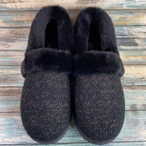 Skechers Cozy Lite Sweet Walk Womens Size 9M Slipper Black Fabric Soft Faux Fur